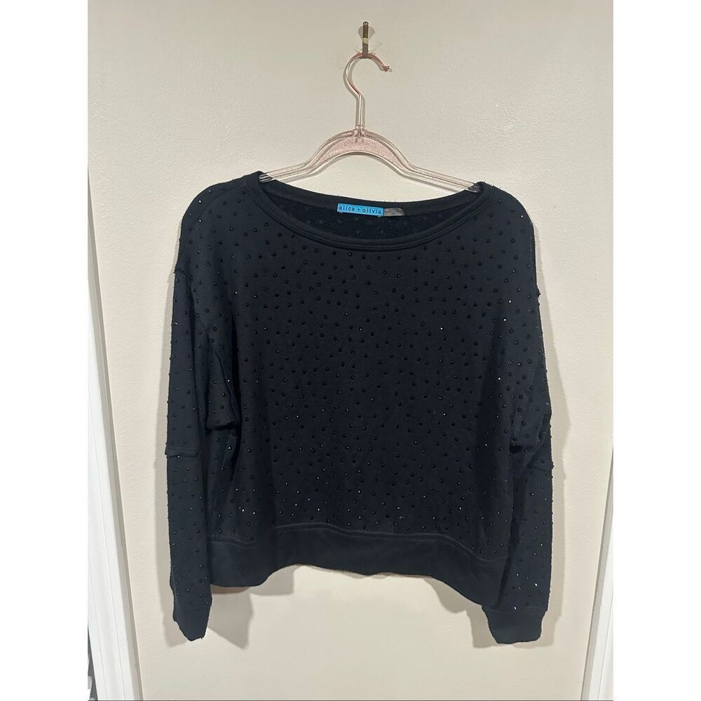 Alice + Olivia Black Rhinestone Long sleeve Medium